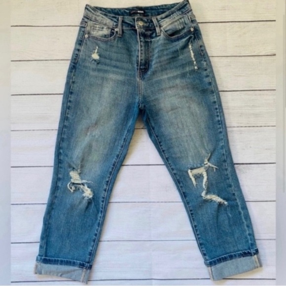 Fashion Nova High Rise Distressed Mom Jeans Size 5 (small) - Picture 2 of 6